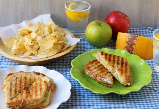 grilled cheese, apple grilled cheese, brussel sprouts